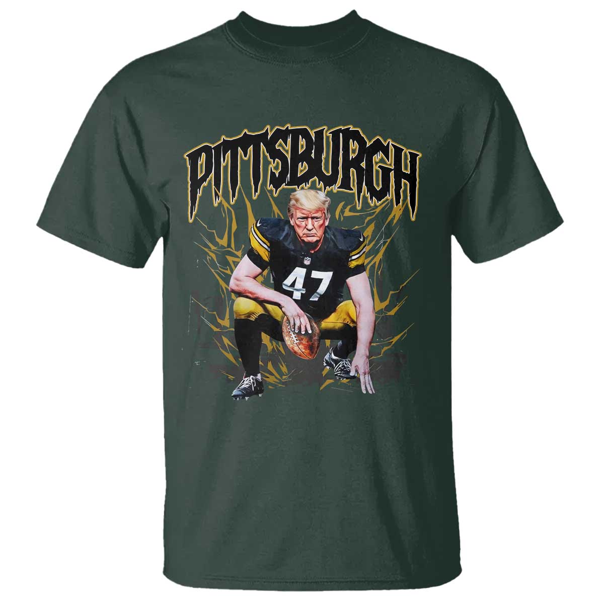 Vintage Pittsburgh T Shirt Retro Sports Fan Trump 47 Streetwear Bootleg TS10 Dark Forest Green Print Your Wear