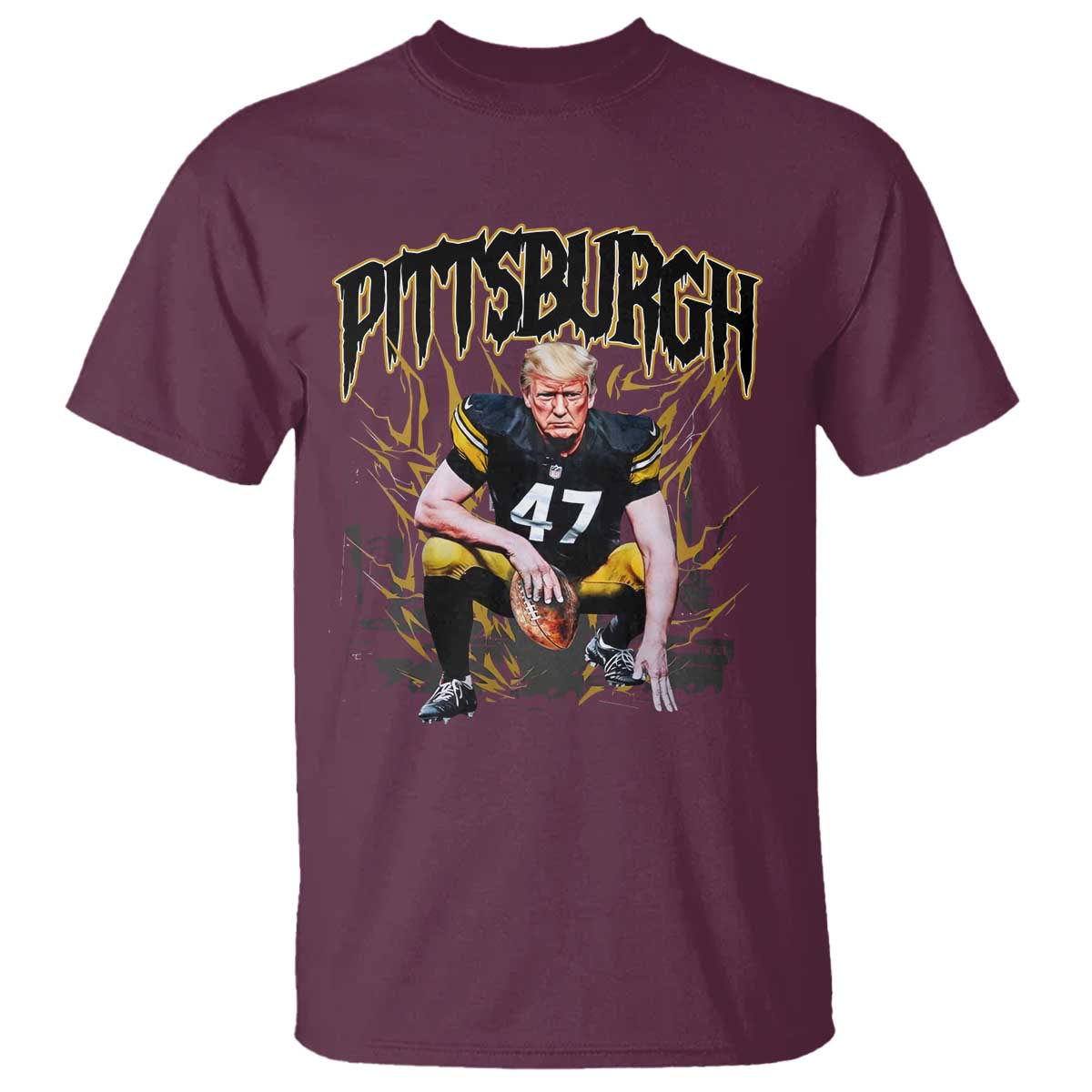 Vintage Pittsburgh T Shirt Retro Sports Fan Trump 47 Streetwear Bootleg TS10 Maroon Print Your Wear