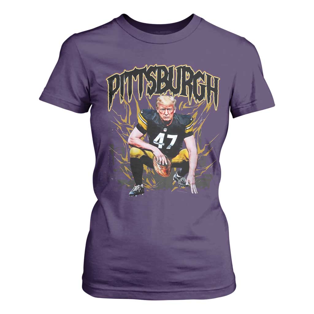 Vintage Pittsburgh T Shirt For Women Retro Sports Fan Trump 47 Streetwear Bootleg TS10 Purple Print Your Wear