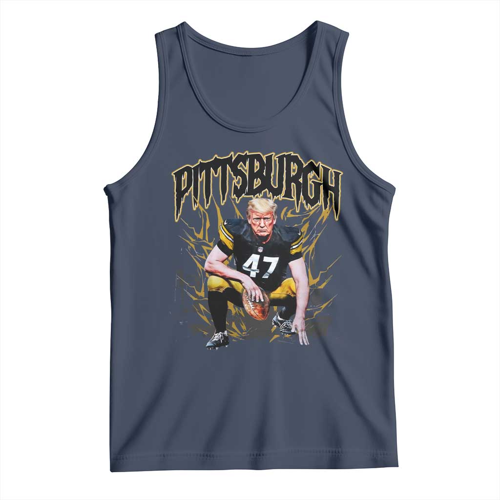 Vintage Pittsburgh Tank Top Retro Sports Fan Trump 47 Streetwear Bootleg TS10 Navy Print Your Wear