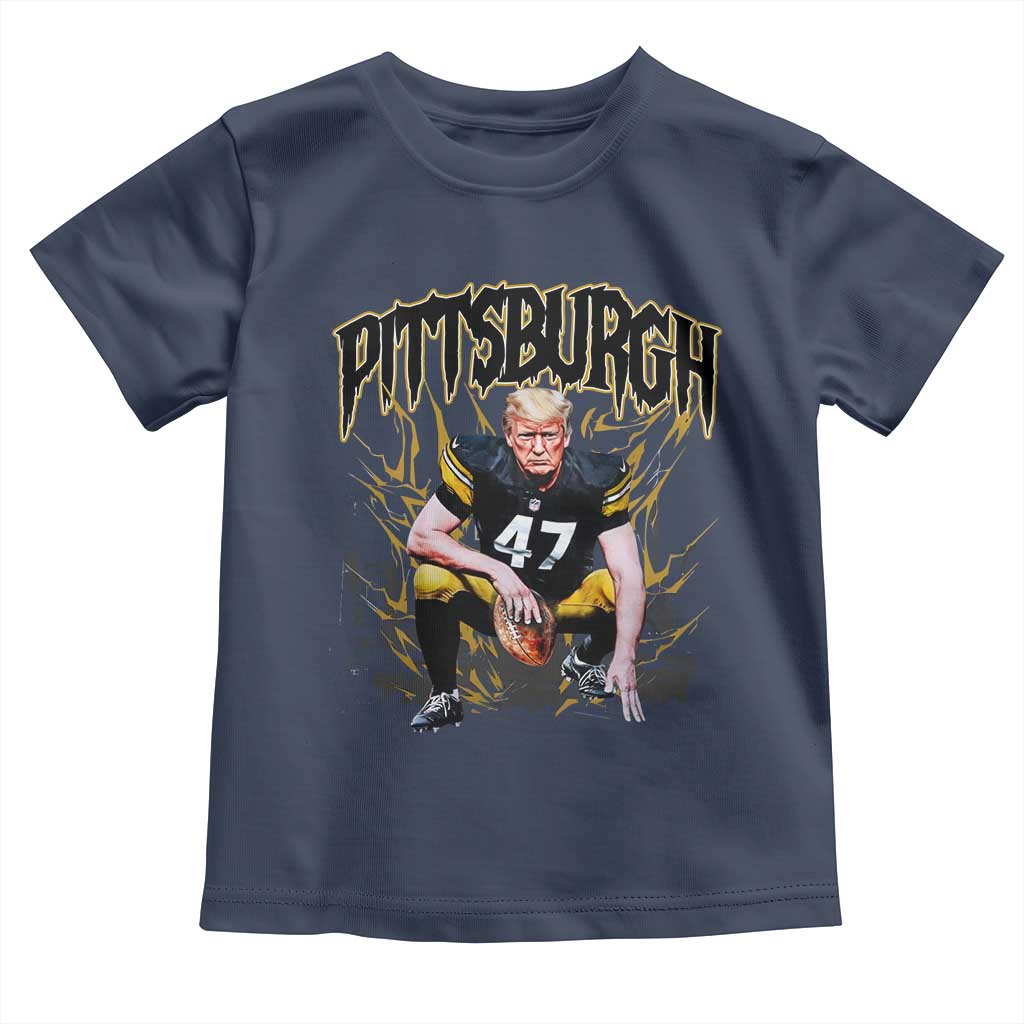 Vintage Pittsburgh Toddler T Shirt Retro Sports Fan Trump 47 Streetwear Bootleg TS10 Navy Print Your Wear