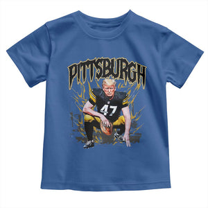 Vintage Pittsburgh Toddler T Shirt Retro Sports Fan Trump 47 Streetwear Bootleg TS10 Royal Blue Print Your Wear