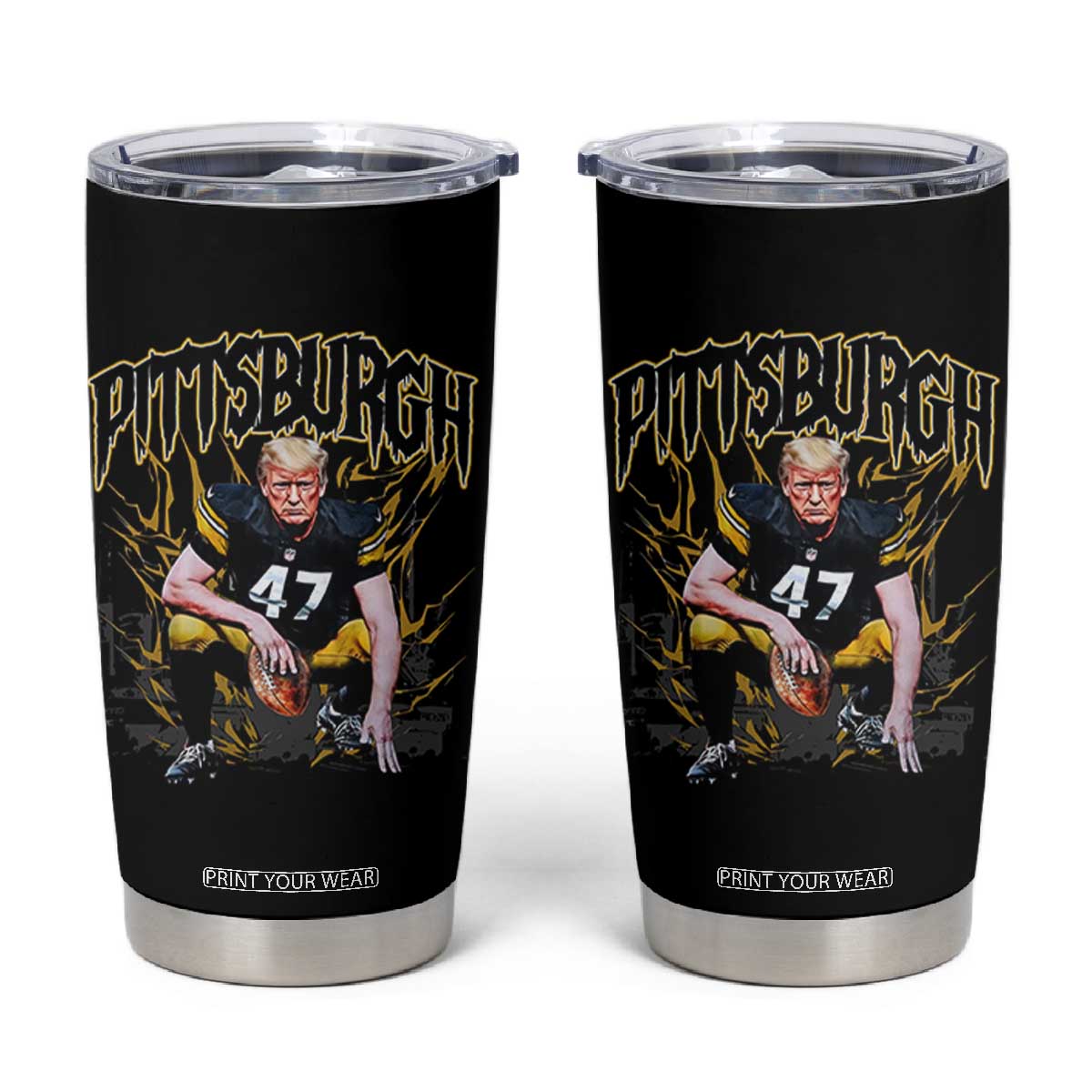 Vintage Pittsburgh Tumbler Cup Retro Sports Fan Trump 47 Streetwear Bootleg TS10 Black Print Your Wear