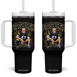 Vintage Pittsburgh Tumbler With Handle Retro Sports Fan Trump 47 Streetwear Bootleg TS10 One Size: 40 oz Black Print Your Wear