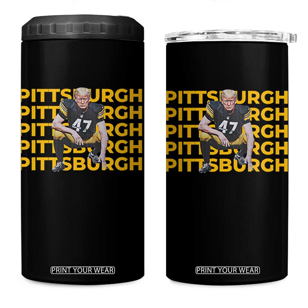 PFS Trump Football 4 in 1 Can Cooler Tumbler Vintage Athletic Sports Fan Game Day TS10 One Size: 16 oz Black Print Your Wear