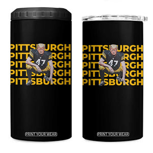 PFS Trump Football 4 in 1 Can Cooler Tumbler Vintage Athletic Sports Fan Game Day TS10 One Size: 16 oz Black Print Your Wear