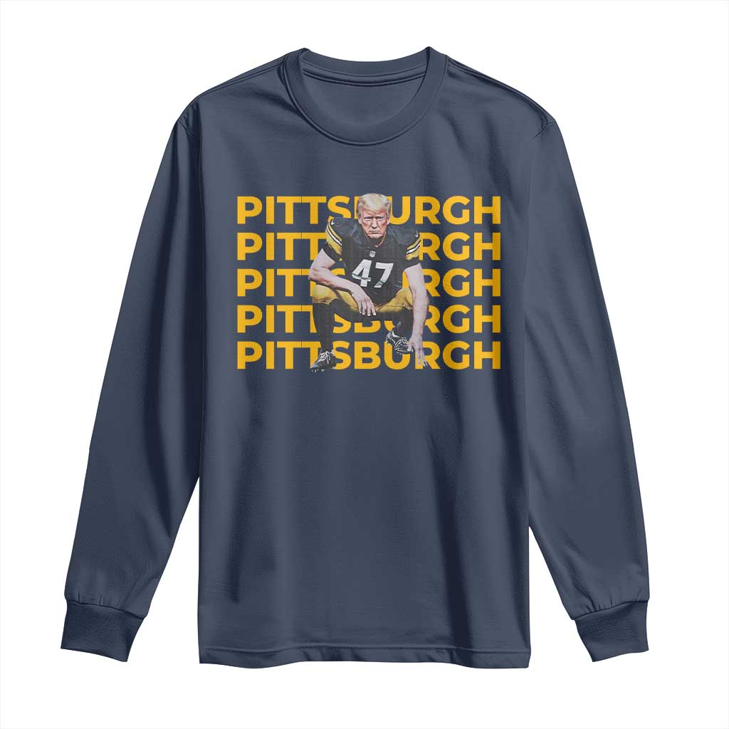 PFS Trump Football Long Sleeve Shirt Vintage Athletic Sports Fan Game Day TS10 Navy Print Your Wear