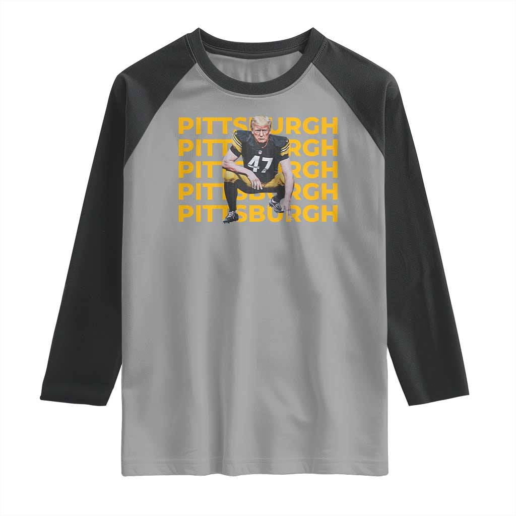 PFS Trump Football Raglan Shirt Vintage Athletic Sports Fan Game Day TS10 Sport Gray Black Print Your Wear