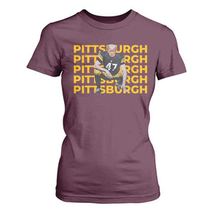 PFS Trump Football T Shirt For Women Vintage Athletic Sports Fan Game Day TS10 Maroon Print Your Wear