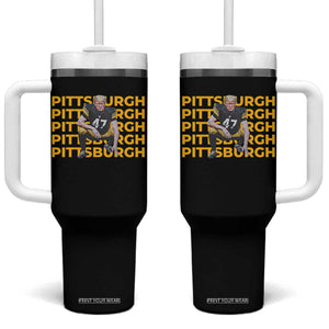 PFS Trump Football Tumbler With Handle Vintage Athletic Sports Fan Game Day TS10 One Size: 40 oz Black Print Your Wear