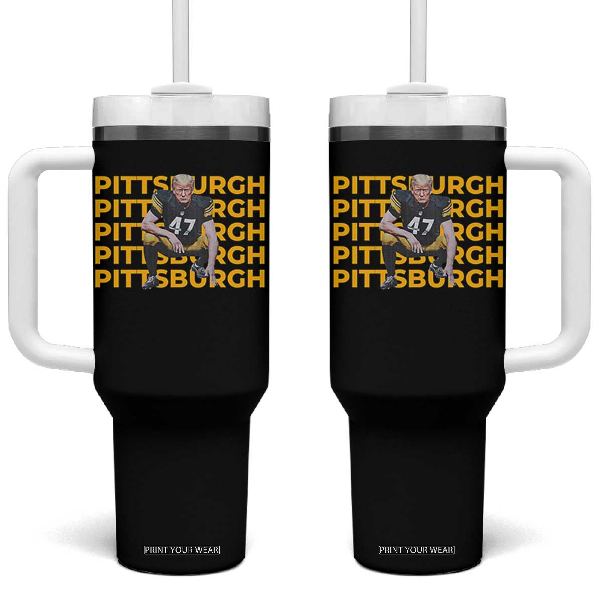 PFS Trump Football Tumbler With Handle Vintage Athletic Sports Fan Game Day TS10 One Size: 40 oz Black Print Your Wear