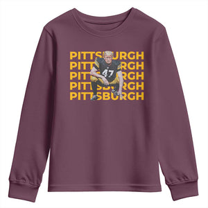 PFS Trump Football Youth Sweatshirt Vintage Athletic Sports Fan Game Day TS10 Maroon Print Your Wear