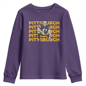 PFS Trump Football Youth Sweatshirt Vintage Athletic Sports Fan Game Day TS10 Purple Print Your Wear