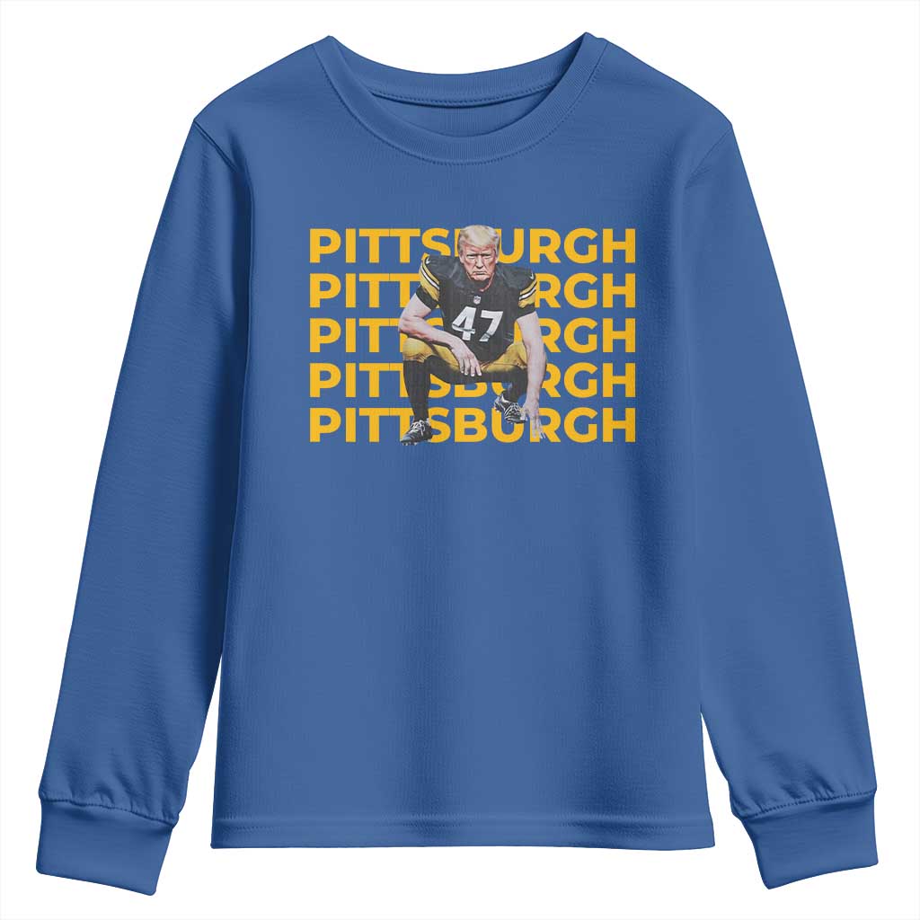 PFS Trump Football Youth Sweatshirt Vintage Athletic Sports Fan Game Day TS10 Royal Blue Print Your Wear