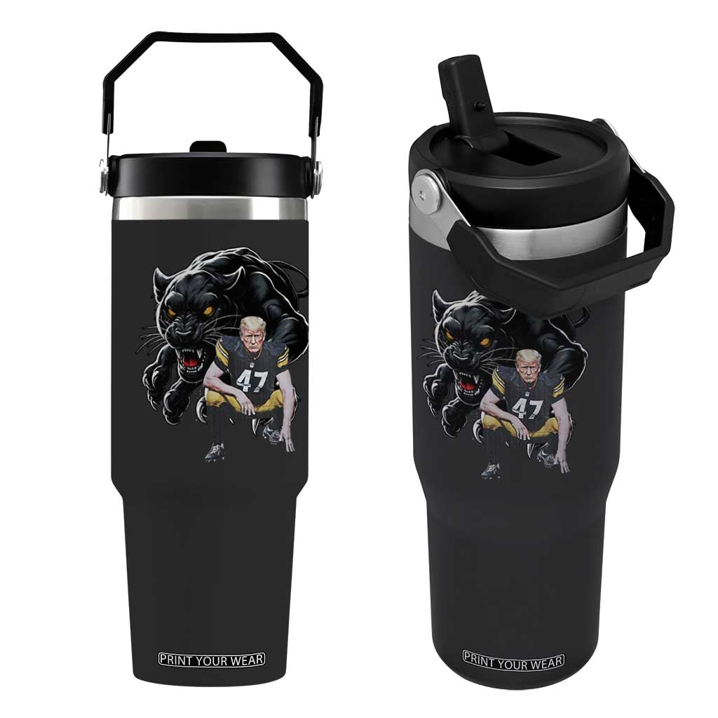 PFS Trump Football Flip Straw Tumbler Vintage Athletic Sports Fan Mascot Game Day TS10 One Size: 30 oz Black Print Your Wear