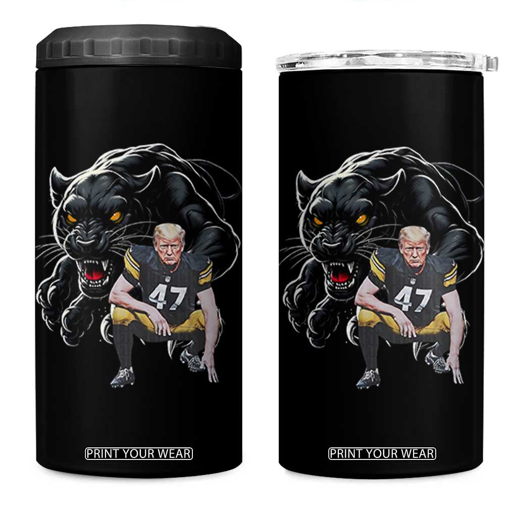 PFS Trump Football 4 in 1 Can Cooler Tumbler Vintage Athletic Sports Fan Mascot Game Day TS10 One Size: 16 oz Black Print Your Wear
