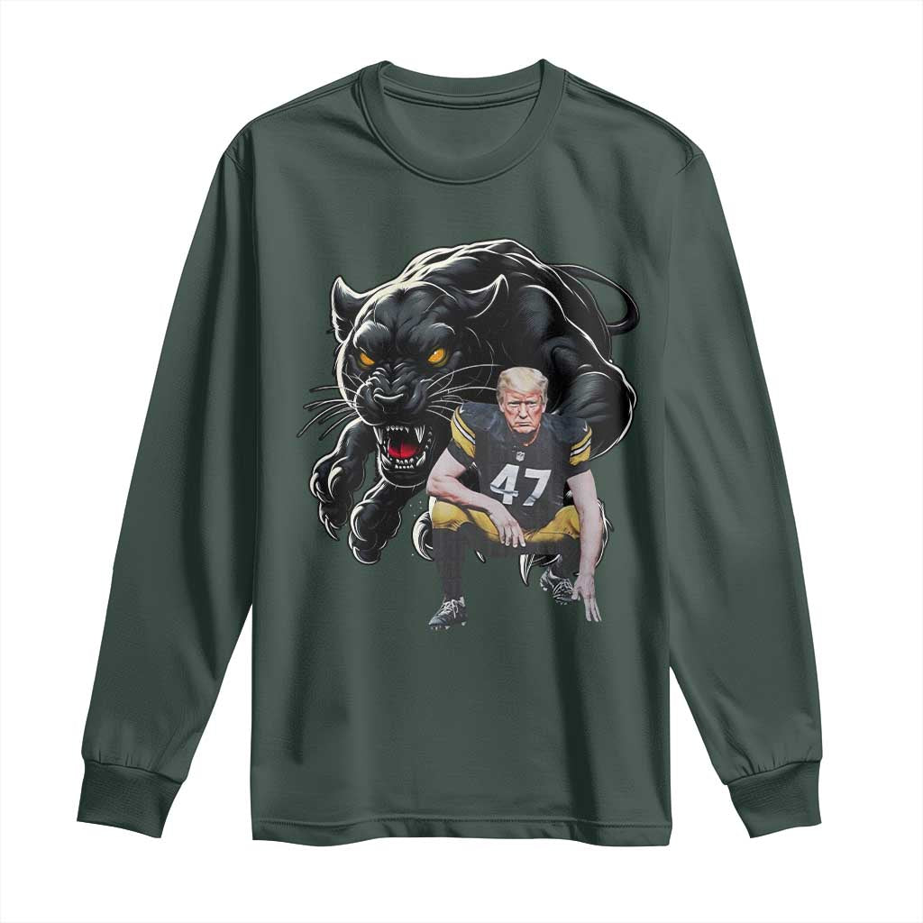 PFS Trump Football Long Sleeve Shirt Vintage Athletic Sports Fan Mascot Game Day TS10 Dark Forest Green Print Your Wear