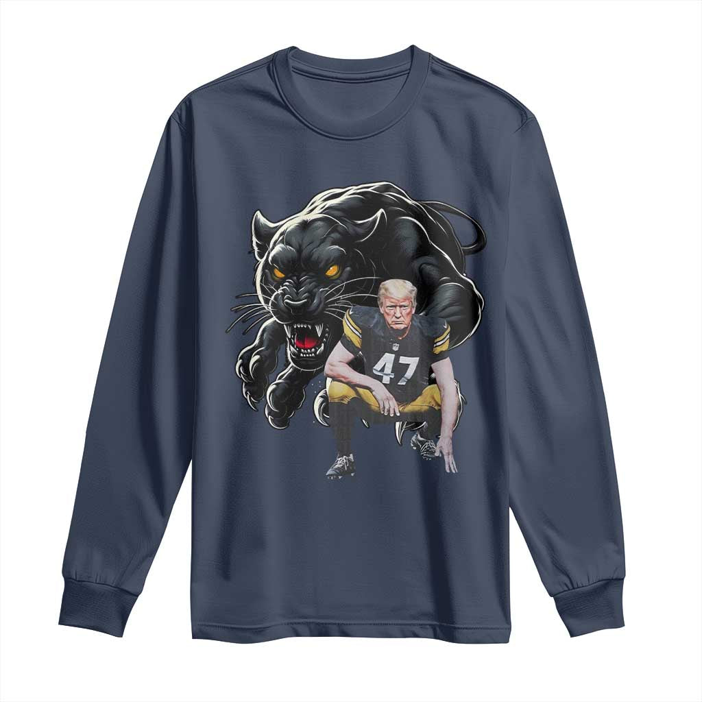 PFS Trump Football Long Sleeve Shirt Vintage Athletic Sports Fan Mascot Game Day TS10 Navy Print Your Wear