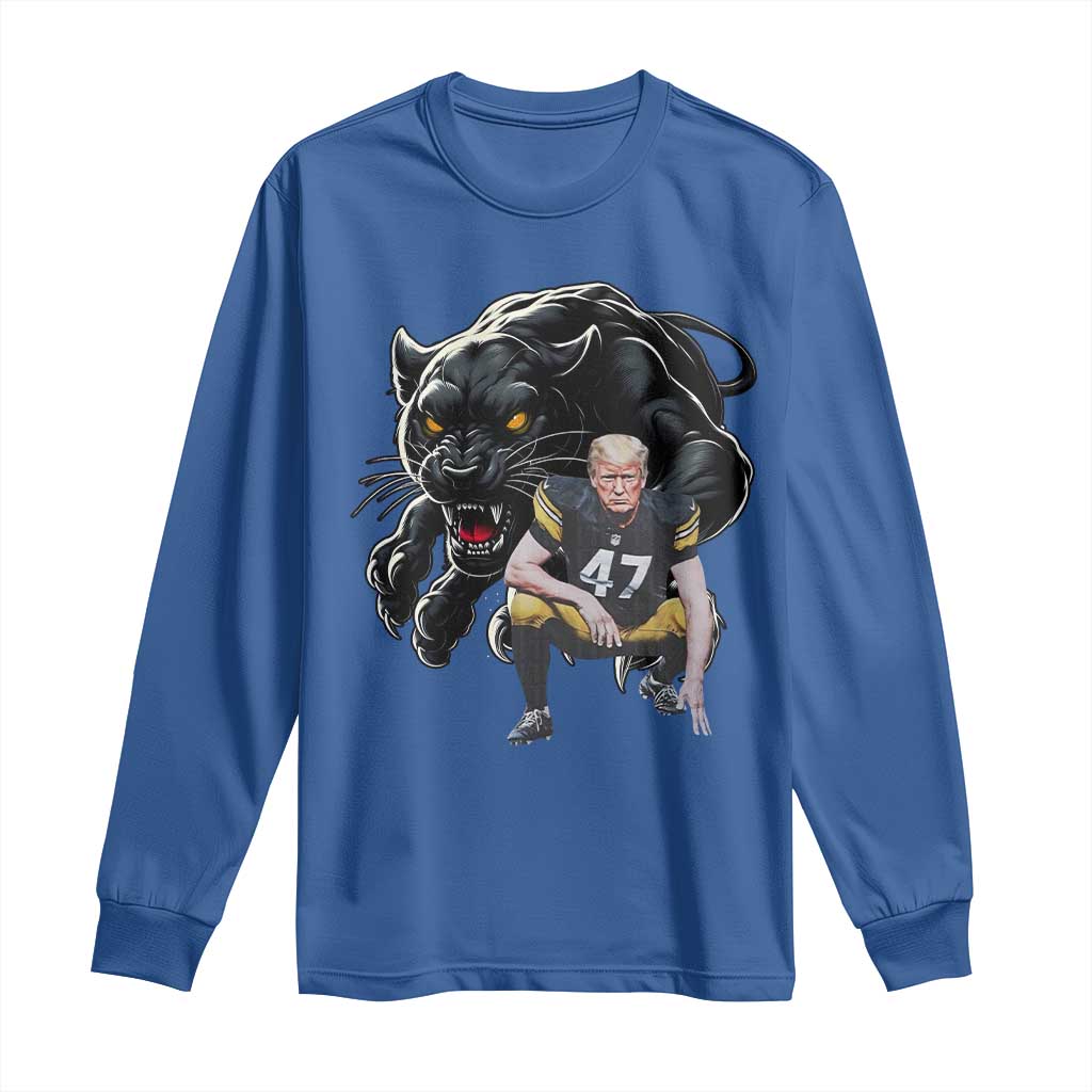 PFS Trump Football Long Sleeve Shirt Vintage Athletic Sports Fan Mascot Game Day TS10 Royal Blue Print Your Wear