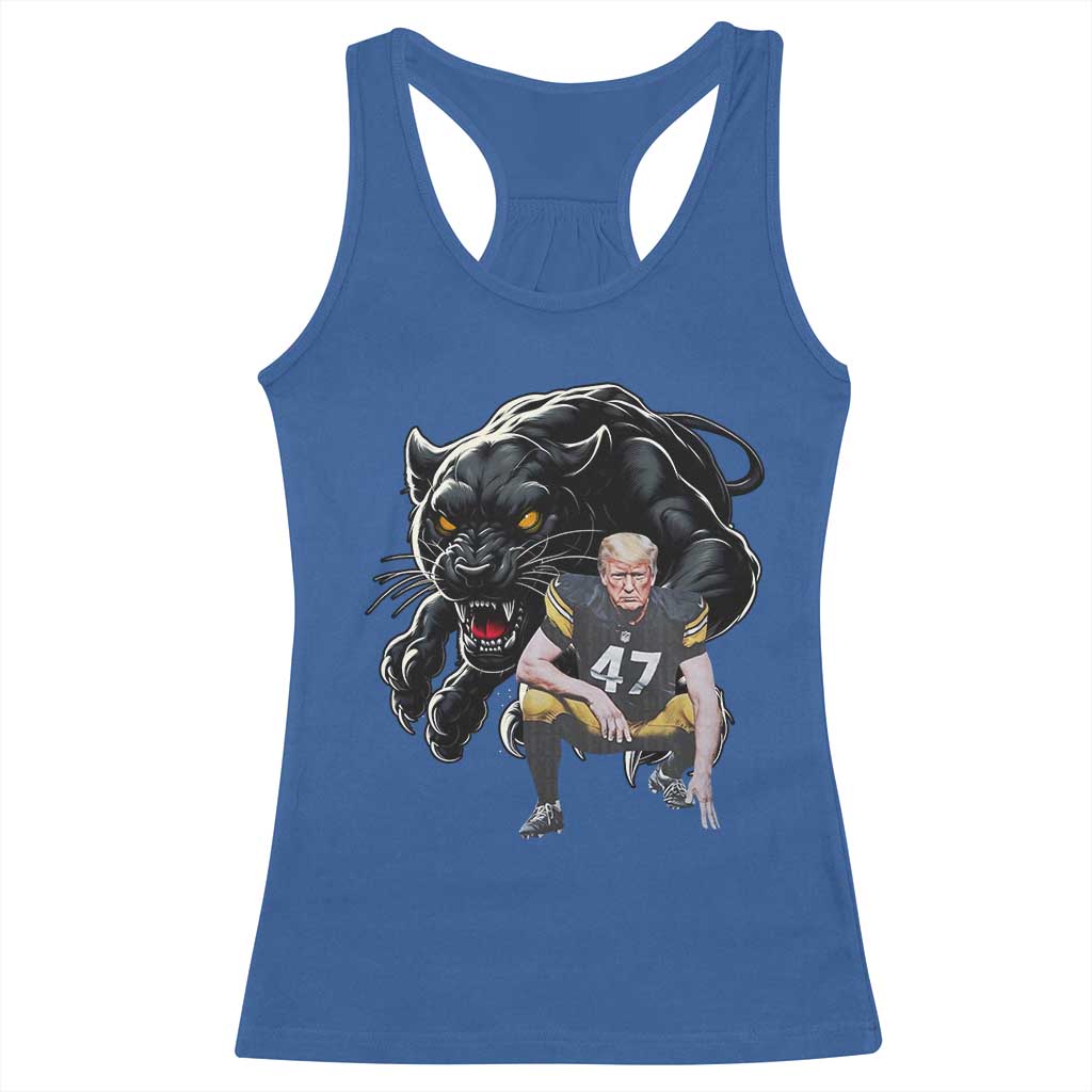 PFS Trump Football Racerback Tank Top Vintage Athletic Sports Fan Mascot Game Day TS10 Royal Blue Print Your Wear