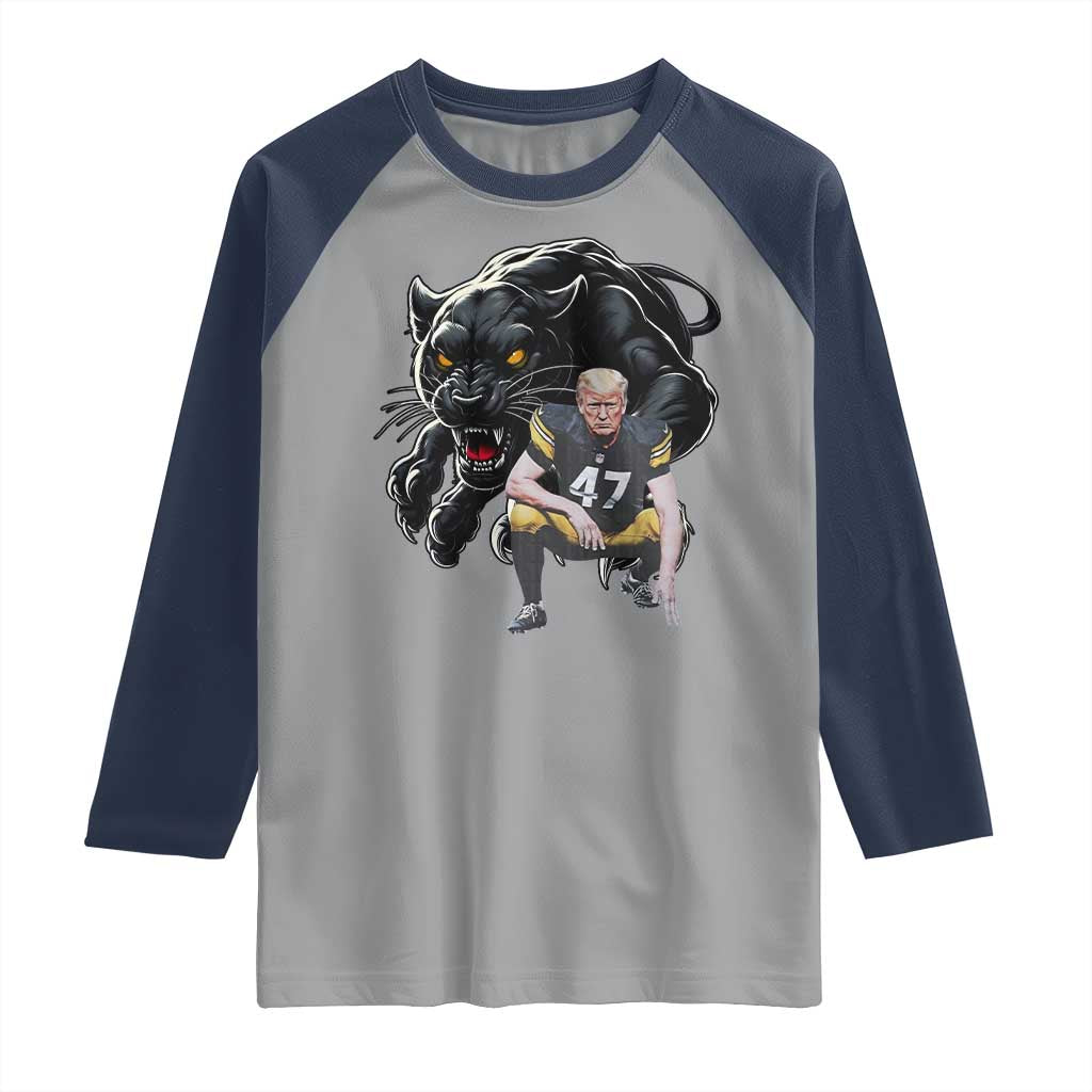 PFS Trump Football Raglan Shirt Vintage Athletic Sports Fan Mascot Game Day TS10 Sport Gray Navy Print Your Wear