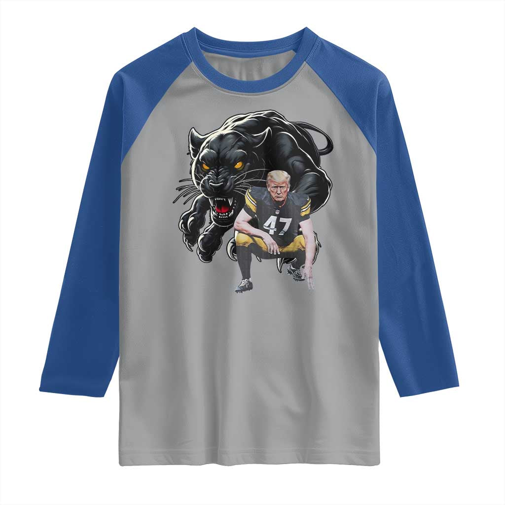 PFS Trump Football Raglan Shirt Vintage Athletic Sports Fan Mascot Game Day TS10 Sport Gray Royal Print Your Wear