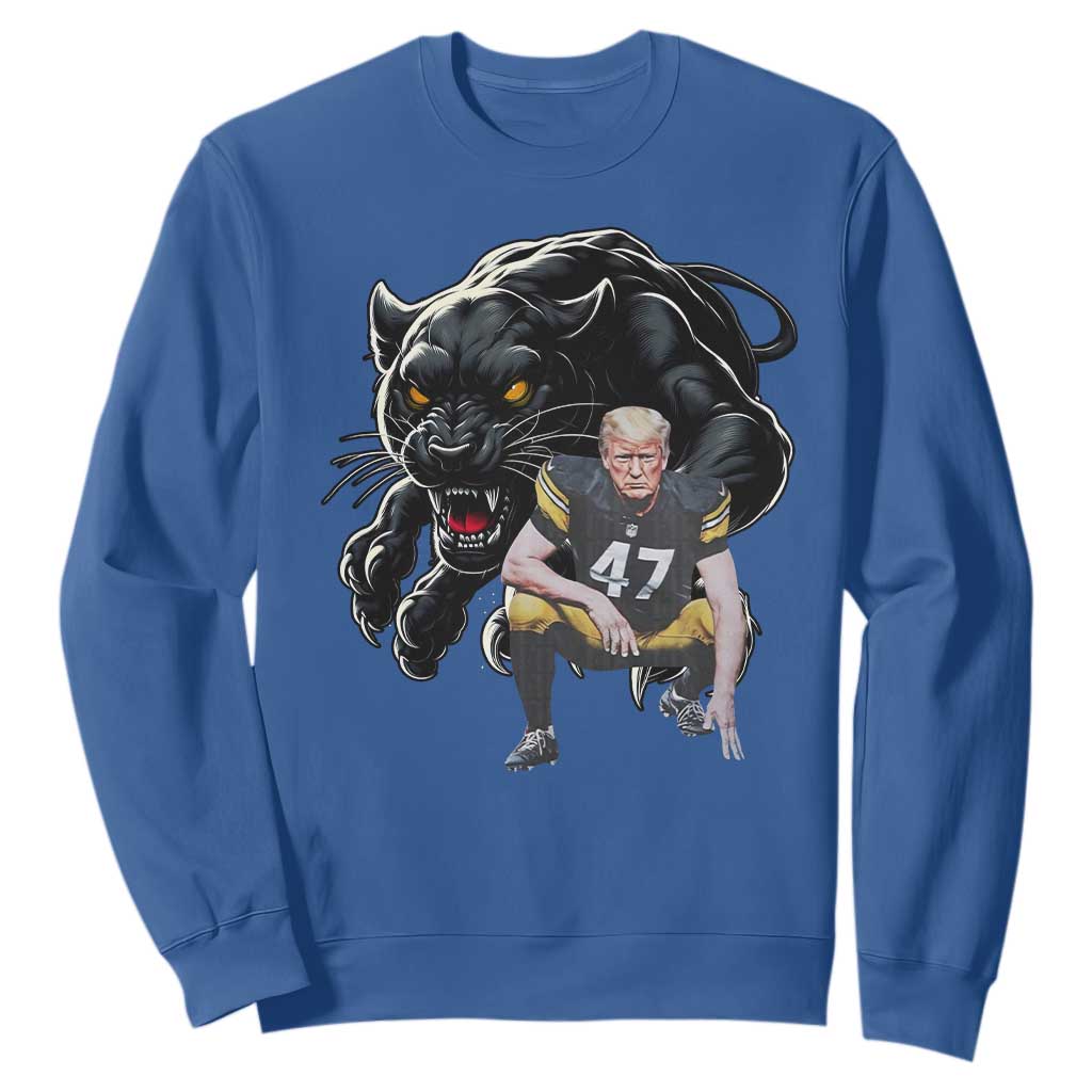 PFS Trump Football Sweatshirt Vintage Athletic Sports Fan Mascot Game Day TS10 Royal Blue Print Your Wear