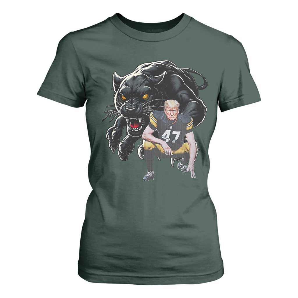 PFS Trump Football T Shirt For Women Vintage Athletic Sports Fan Mascot Game Day TS10 Dark Forest Green Print Your Wear