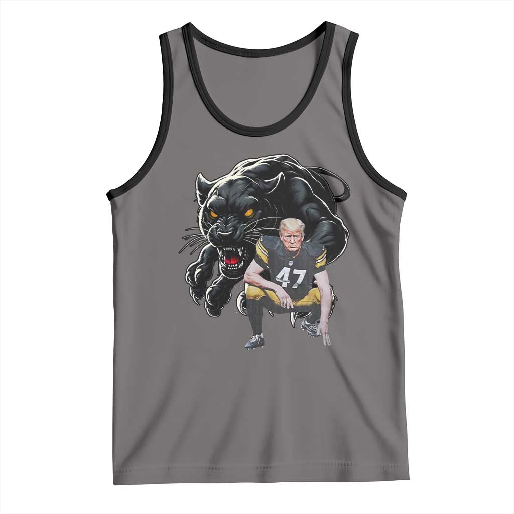 PFS Trump Football Tank Top Vintage Athletic Sports Fan Mascot Game Day TS10 Deep Heather Black Print Your Wear