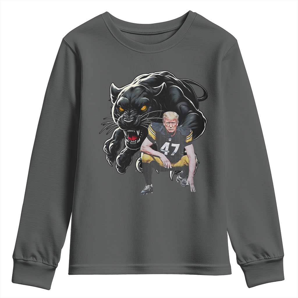 PFS Trump Football Youth Sweatshirt Vintage Athletic Sports Fan Mascot Game Day TS10 Dark Heather Print Your Wear