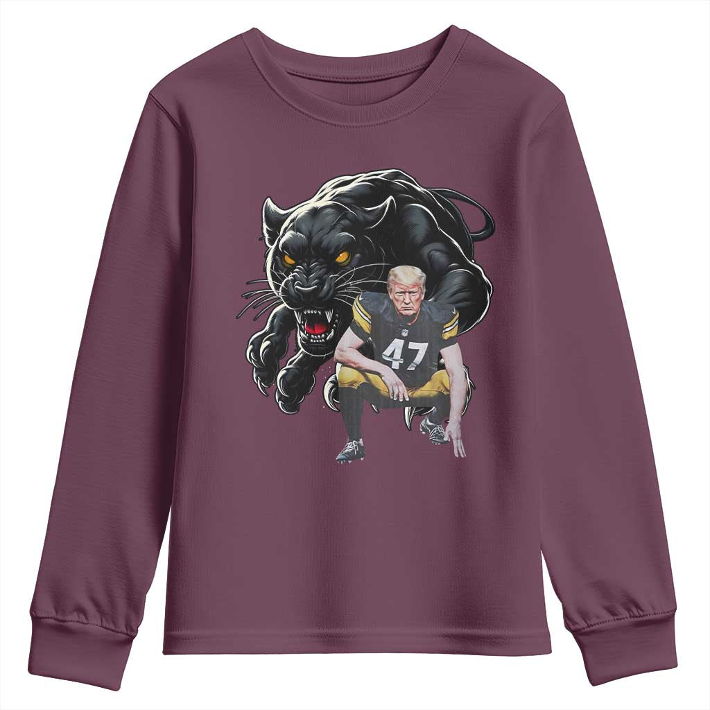 PFS Trump Football Youth Sweatshirt Vintage Athletic Sports Fan Mascot Game Day TS10 Maroon Print Your Wear