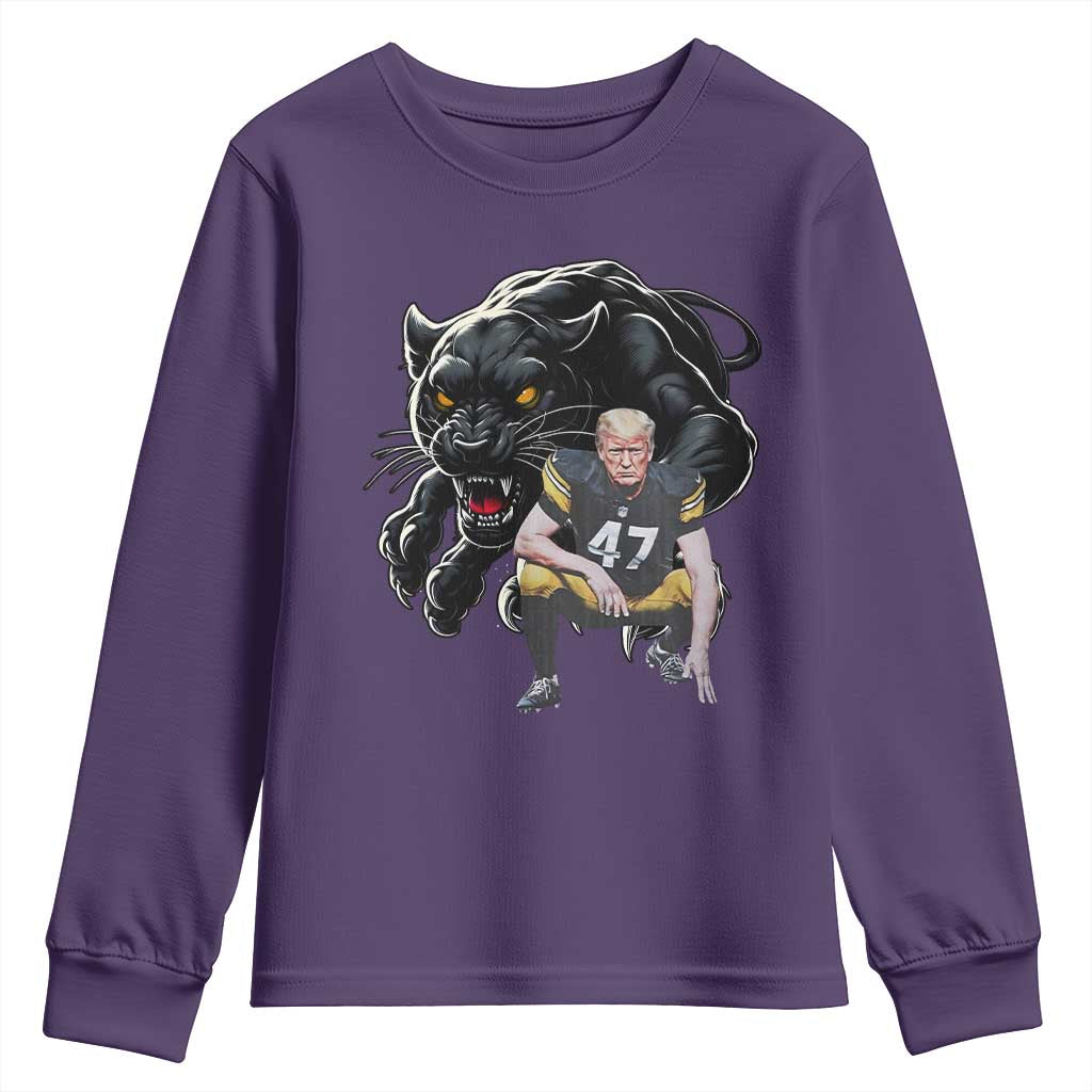 PFS Trump Football Youth Sweatshirt Vintage Athletic Sports Fan Mascot Game Day TS10 Purple Print Your Wear