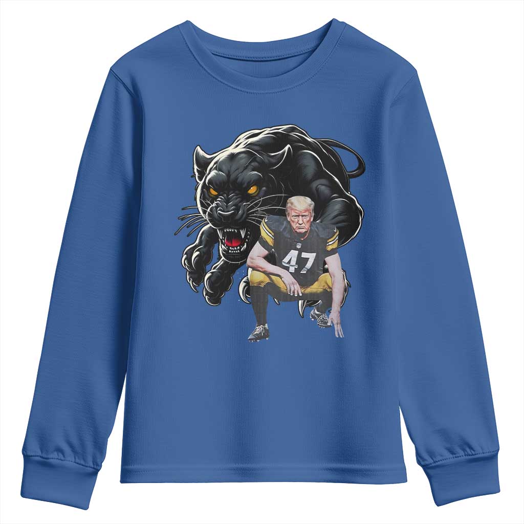 PFS Trump Football Youth Sweatshirt Vintage Athletic Sports Fan Mascot Game Day TS10 Royal Blue Print Your Wear