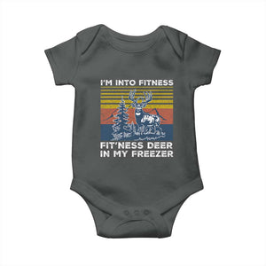 Hunting Baby Onesie I'm Into Fitness Fit'ness Deer In My Freezer Gift for Hunter TS10 Dark Heather Print Your Wear