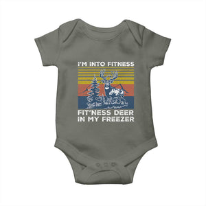 Hunting Baby Onesie I'm Into Fitness Fit'ness Deer In My Freezer Gift for Hunter TS10 Military Green Print Your Wear
