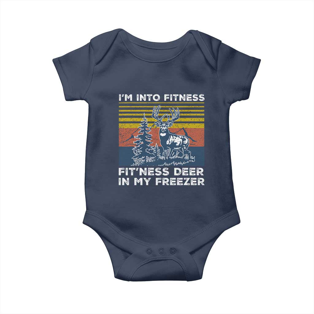 Hunting Baby Onesie I'm Into Fitness Fit'ness Deer In My Freezer Gift for Hunter TS10 Navy Print Your Wear