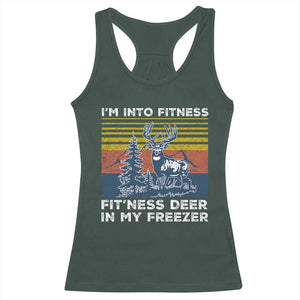 Hunting Racerback Tank Top I'm Into Fitness Fit'ness Deer In My Freezer Gift for Hunter TS10 Dark Forest Green Print Your Wear