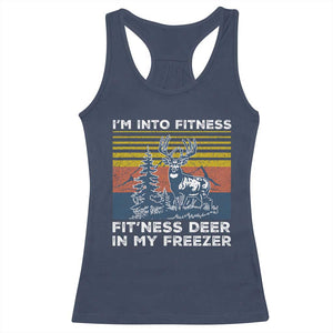 Hunting Racerback Tank Top I'm Into Fitness Fit'ness Deer In My Freezer Gift for Hunter TS10 Navy Print Your Wear