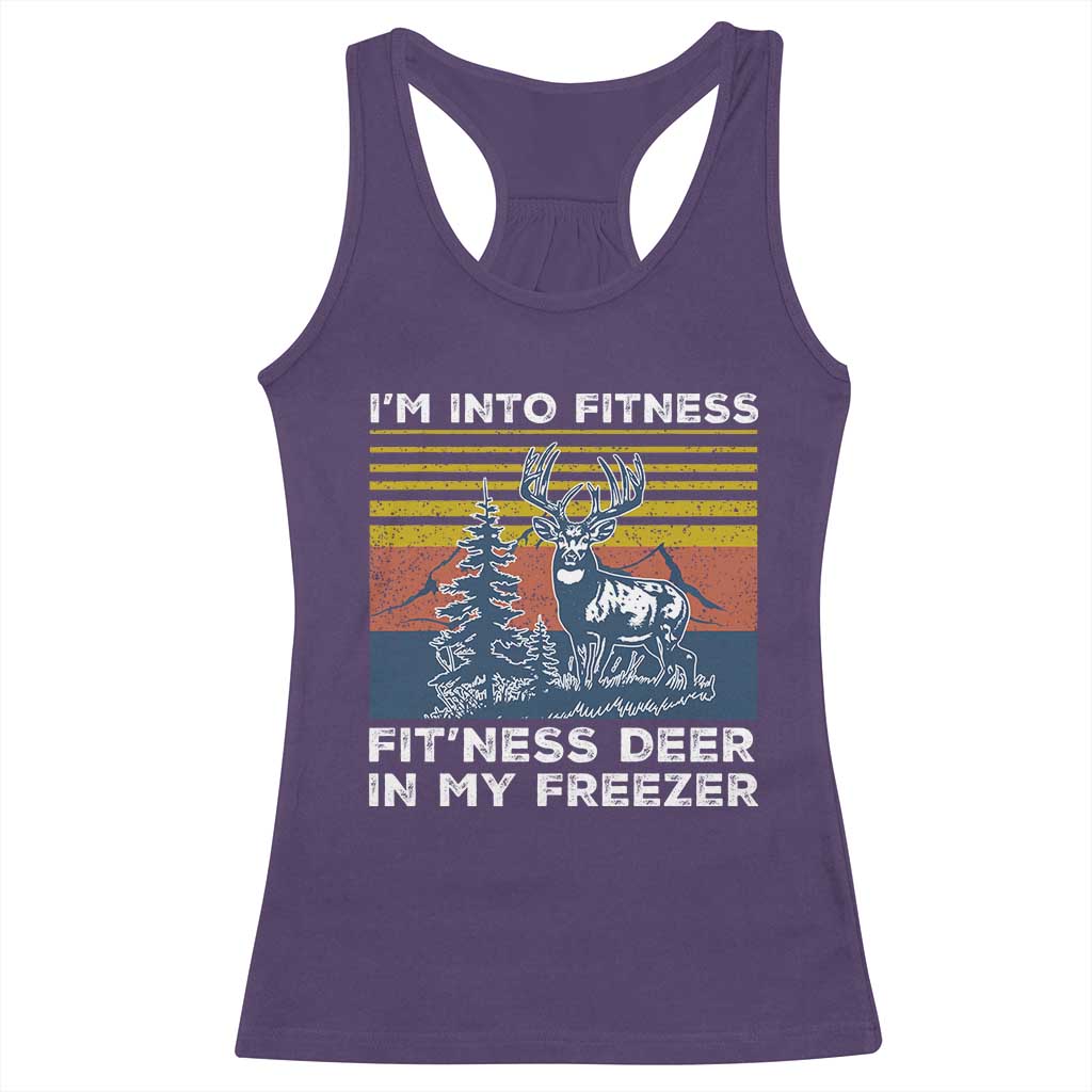 Hunting Racerback Tank Top I'm Into Fitness Fit'ness Deer In My Freezer Gift for Hunter TS10 Purple Print Your Wear