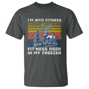 Hunting T Shirt I'm Into Fitness Fit'ness Deer In My Freezer Gift for Hunter TS10 Dark Heather Print Your Wear