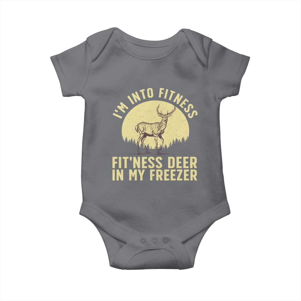 Hunting Baby Onesie I'm Into Fitness Fit'ness Deer In My Freezer Deer Hunter TS10 Charcoal Print Your Wear