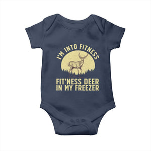 Hunting Baby Onesie I'm Into Fitness Fit'ness Deer In My Freezer Deer Hunter TS10 Navy Print Your Wear