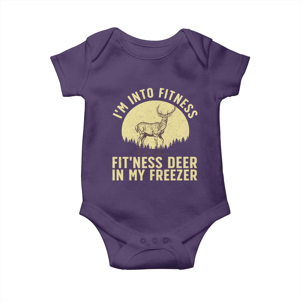 Hunting Baby Onesie I'm Into Fitness Fit'ness Deer In My Freezer Deer Hunter TS10 Purple Print Your Wear