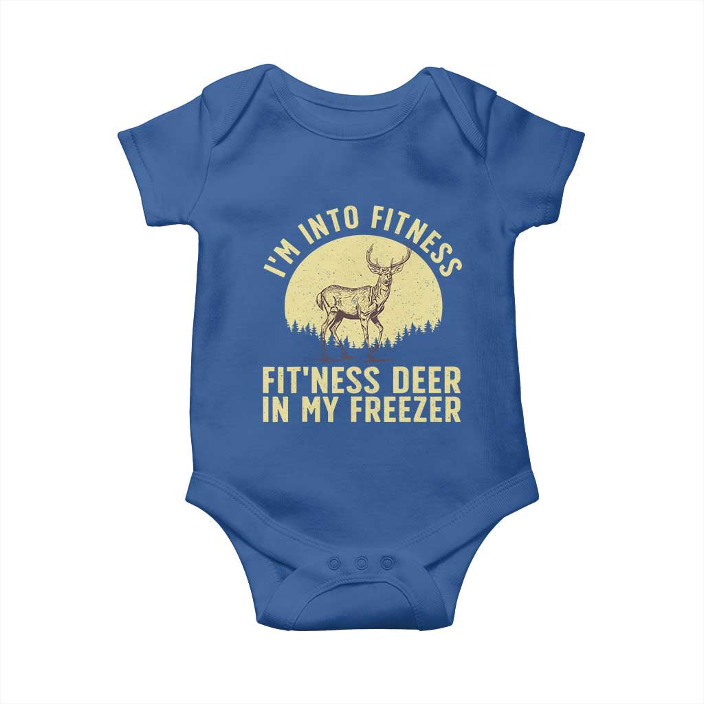 Hunting Baby Onesie I'm Into Fitness Fit'ness Deer In My Freezer Deer Hunter TS10 Royal Blue Print Your Wear