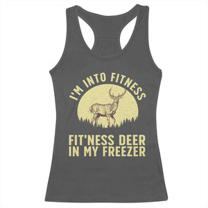 Hunting Racerback Tank Top I'm Into Fitness Fit'ness Deer In My Freezer Deer Hunter TS10 Dark Heather Print Your Wear