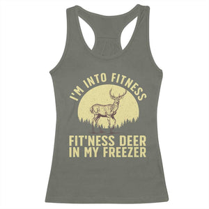 Hunting Racerback Tank Top I'm Into Fitness Fit'ness Deer In My Freezer Deer Hunter TS10 Military Green Print Your Wear