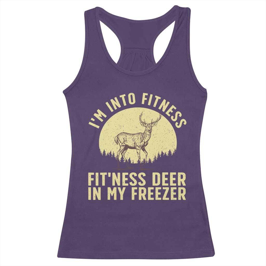 Hunting Racerback Tank Top I'm Into Fitness Fit'ness Deer In My Freezer Deer Hunter TS10 Purple Print Your Wear