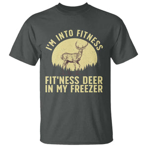 Hunting T Shirt I'm Into Fitness Fit'ness Deer In My Freezer Deer Hunter TS10 Dark Heather Print Your Wear