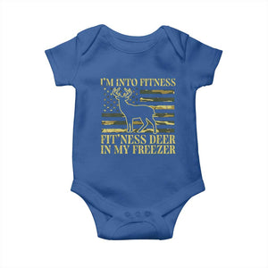 Hunting Baby Onesie I'm Into Fitness Fit'ness Deer In My Freezer Camo Flag TS10 Royal Blue Print Your Wear