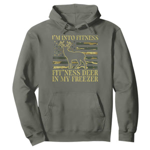 Hunting Hoodie I'm Into Fitness Fit'ness Deer In My Freezer Camo Flag TS10 Military Green Print Your Wear
